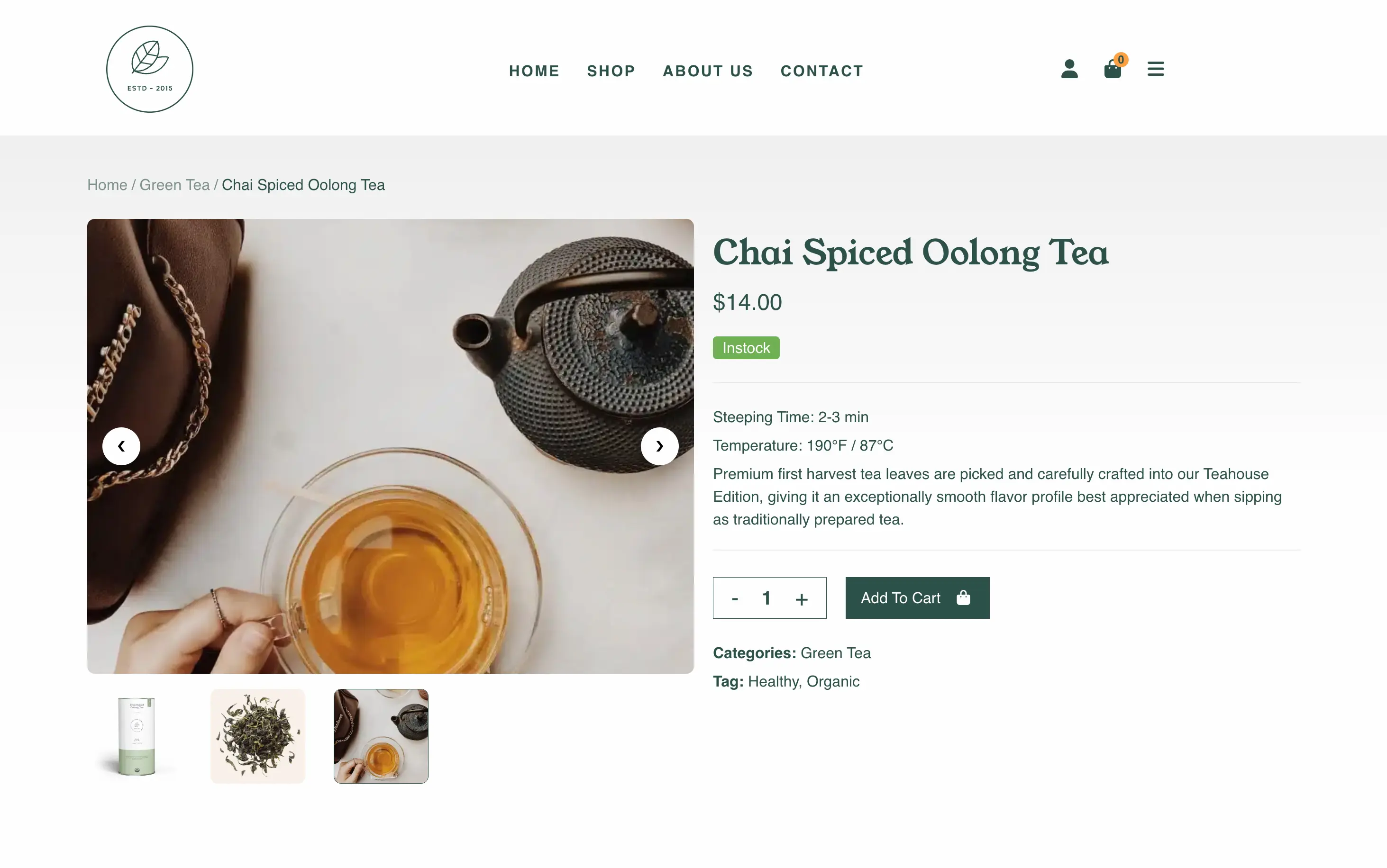 Tea Shop – E-commerce Website – Personal Project